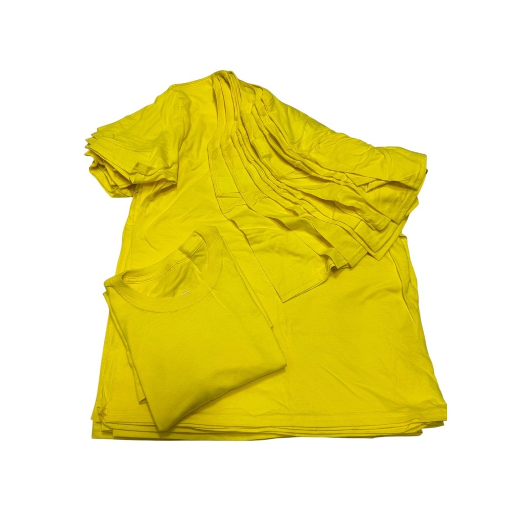 Bundle of 12 Blank Cotton Short Sleeve Crewneck T-Shirt Yellow M1011457 Medium